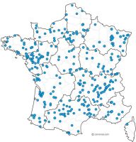 Carte indiquant la provenance des tiques collectées dans le cadre du programme PiroTick